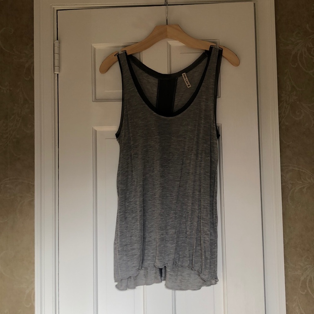 Grey with black mesh tank top